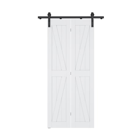 Anzzi Heavy Duty Sturdy 18 in.x84 in. Bi-folding Sliding Barn Door, Hardware Kit ID-AZBD04